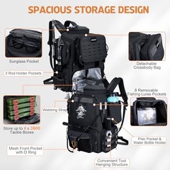 Fishing Backpack 900D Oxford Fabric & Insulation D1:black – 4 Tackle Boxes