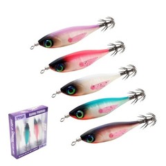 Wood Shrimp Lure 5g UV Glow Round Belly 5pcs Squid Bait for Saltwater Fishing