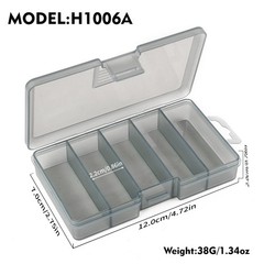 5 Grid Fishing Tackle Box 3 Sizes Lure Storage Organizer for Bait & Fishing