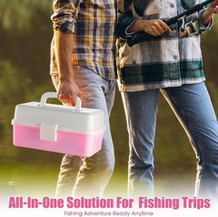 All-in-One Fishing Kit – 414 Pcs Pink Tackle Box with Pliers & Gripper Included