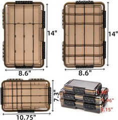 3 Pack Fishing Tackle Boxes, 3600 3700 Tray Storage Box, Waterproof Plastic Cont