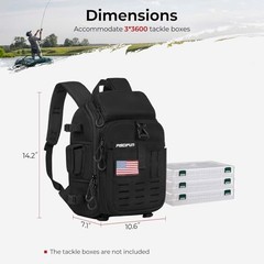 Fishing Tackle Backpack with Rod & Gear Holder, Lightweight Black Classic