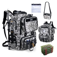 Fishing Backpack with 4 Oxford Fabric C1:Digital Camo 900D – 4 Tackle Boxes