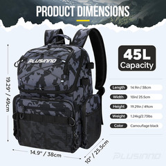Cooler Fishing Backpack with Rod Holders 45L Large Water-resistant Fishing Tackl