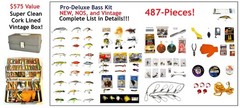 487-Piece BASS TACKLE BOX FISHING KIT Lures Crankbiat Spinnerbait Plastic Heddon