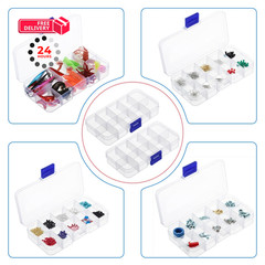 Easecos 2 Pcs Mini Fishing Tackle Box Clear Lure 5 x 2.5 x 0.9 inches