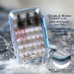 Waterproof Plastic Fly Fishing Box Storage Double Side Fishing Case with Foam