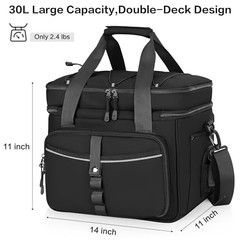 30L Large Fishing Tackle Bag, Waterproof Tackle Box Bag for Saltwater & Black