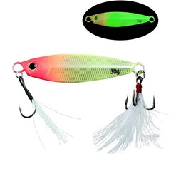 Drop Bait Glow Jig 30g Iron Plate Design with Feather Hook for Night Fishing