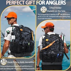 SKAITU Fishing Backpack with 4 Tackle Boxes – Camo Black