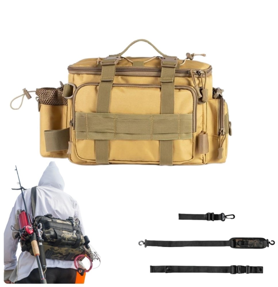 Fishing Tackle Bag with Adjustable Waist Strap, Portable Multi-function Fishing