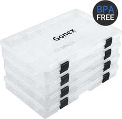Four Pack Fishing Tackle Trays with Customizable Compartments and Handle Groove