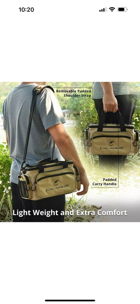Calamus Fishing Tackle Bags – Padded Shoulder Strap – Pliers Storage – Khaki