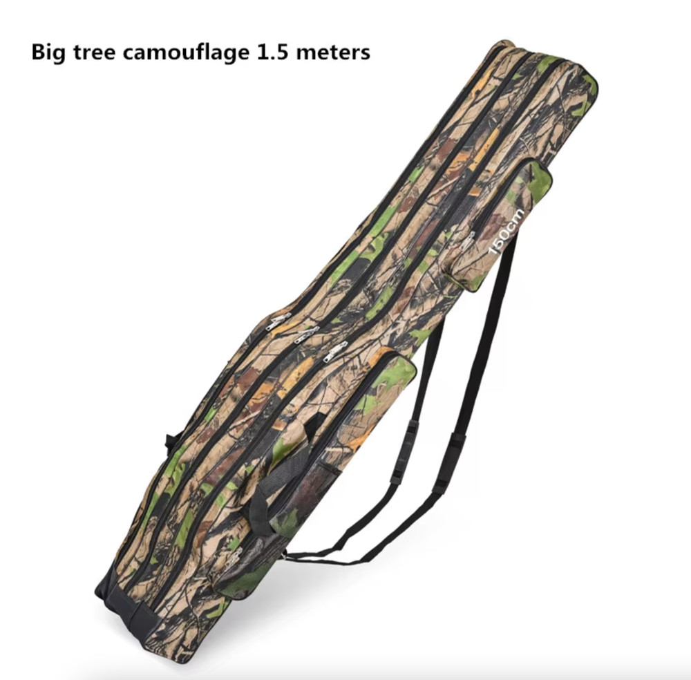 Large Belly Three Layer Double Shoulder Trees Foldable Fishing Bag Green 1.5m