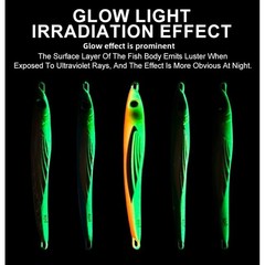 UV Glow Fishing Jig Sinking Lure 60g 80g 100g 150g Iron Plate for Mackerel