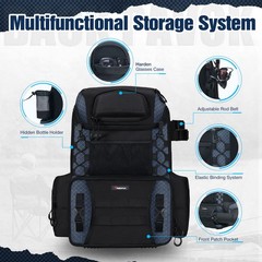 Fishing Tackle Backpack Rod Holders 4 Boxes Outdoor Bag Waterproof Rain Cover