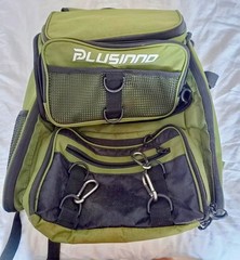 PLUSINNO 42L Fishing Tackle Backpack Rod Holders 16 Pockets Green