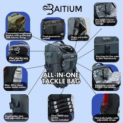 Baitium Fishing Backpack Tackle Bag 40L Capacity Green