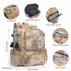 Fishing Camouflage Khaki Standard Size 4 Tackle Boxes Included 900d Nylon
