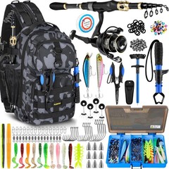 Fishing Backpack with Fish Rod and Reel Combos Tackle Boxes, Waterproof Tackl…