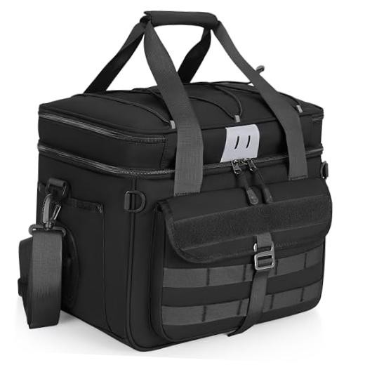 30L Large Fishing Tackle Bag, Waterproof Tackle Box Bag for Saltwater & Black