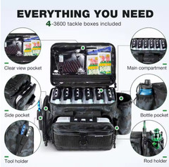 Waterproof Fishing Tackle Box Organizer w/ Removable Dividers 1 & 4 Pack Bag