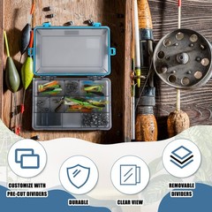 Wonderjune 6 Pack Fishing Tackle Box Waterproof 3600 Tray, 3600, Blue