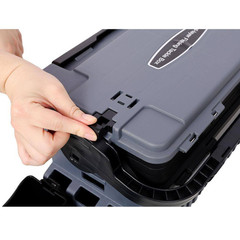 9 In. W Gray Plastic Portable Dual-Layer Fishing Tackle Tool Box with Rod Holder