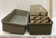 Tackle Box Old Plano 3 Trays Fold Out Tackle Included Latch Handle 15.5″ Plastic