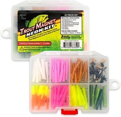 82-Piece Neon Fishing Gear Kit Trout Bait Hooks Set for Freshwater