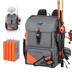 KastKing All Weather 13.8 inches, A: Grey（With 4 Waterproof Tackle Boxes）