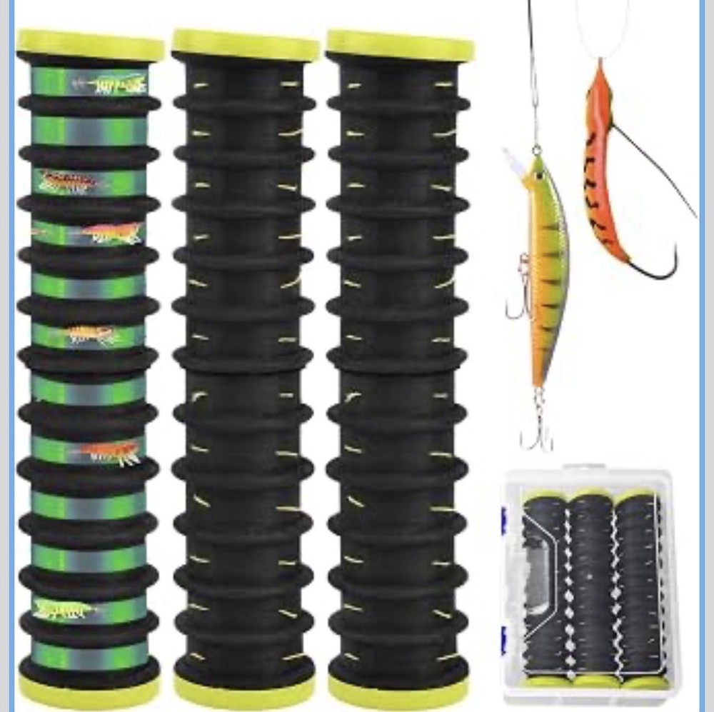 3 Pcs Fishing Line Storage Organizer, Leader Holder with 12 Slots