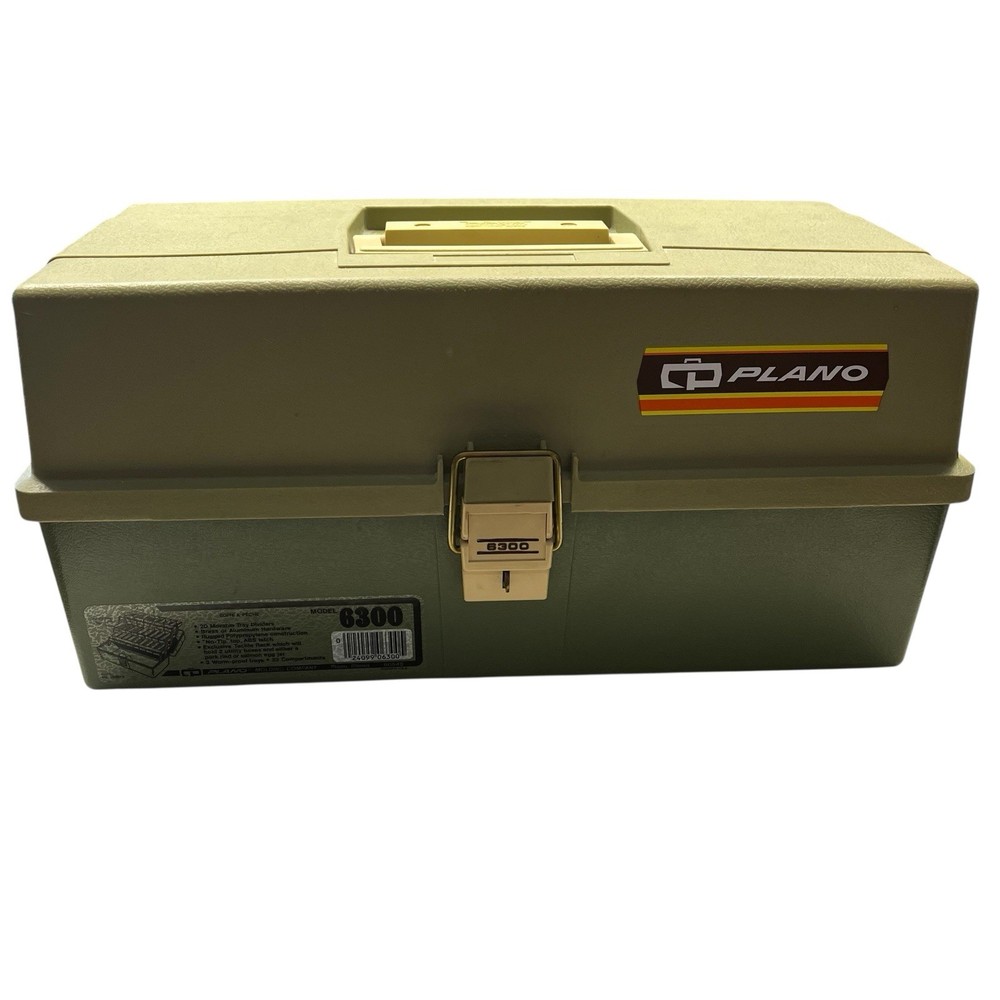 Vintage Plano 6300 Two-Tone Green Plastic 3 Tray Tackle Box
