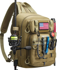 Fishing Backpack Tackle Bag with 2 Rod Holders, Multi-Compartment Storage, MOLLE