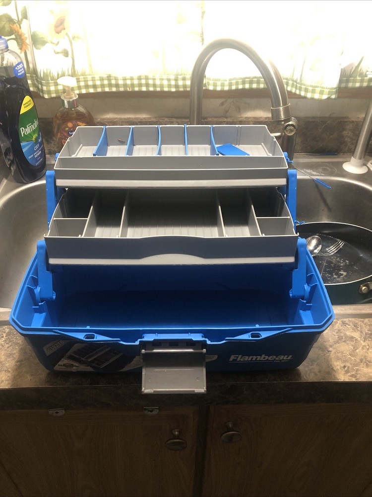 Tackle Box 2 Tray Flambeau Blue Box Fishing 6382tb