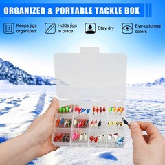 Ice Fishing Jigs Lures kit, Luminous Ice Fishing Gear Crappie Panfish Jigs He…