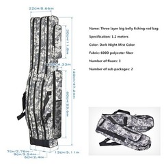 Foldable 1.2m 1.5m ThreeLayer LargeBelly Sea Fishing Bag DoubleShoulder RodTackl