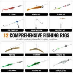 264/397 PCS Organized Fishing Tackle Box Kit Hooks Sinkers Swivels Beads