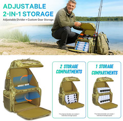 45L Fishing Backpack with Rod Holders & Rain Cover – Water-Resistant Camo Bag