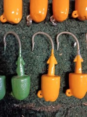 Large painted Bullet jig heads, StriperGrouper, halibut, rockfish,10 -pack 3 OZ