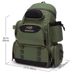 hing Tackle Backpack 50cm/19.7in Tactical Bag 3-Tray Storage Rain Cover MOLLE