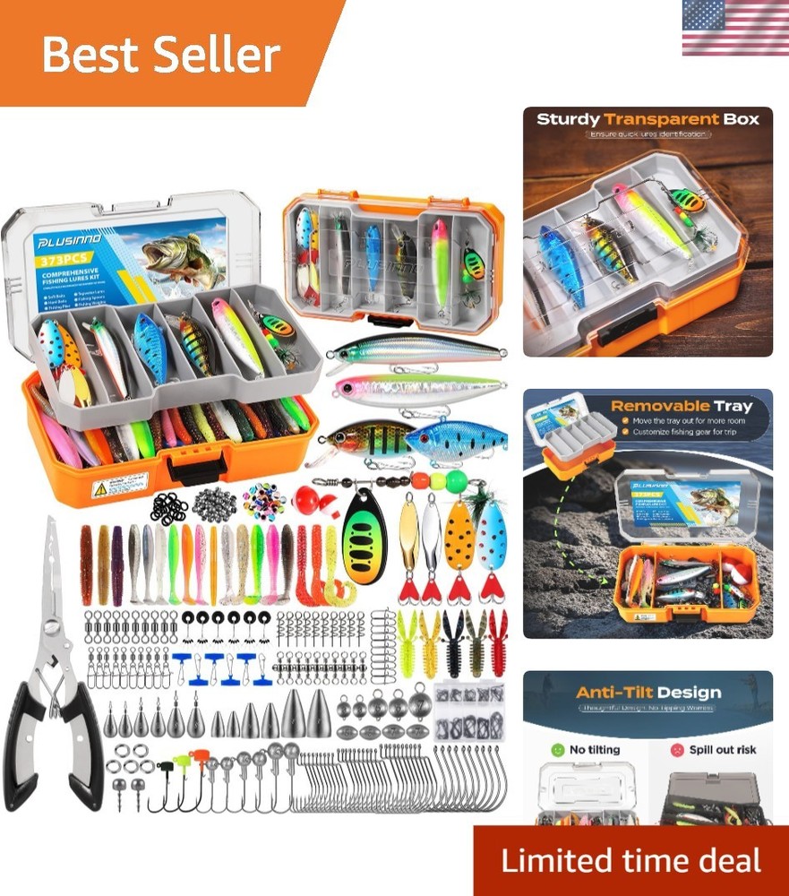 373 PCS Waterproof Fishing Lures Tackle Box Kit – Compact & Customizable