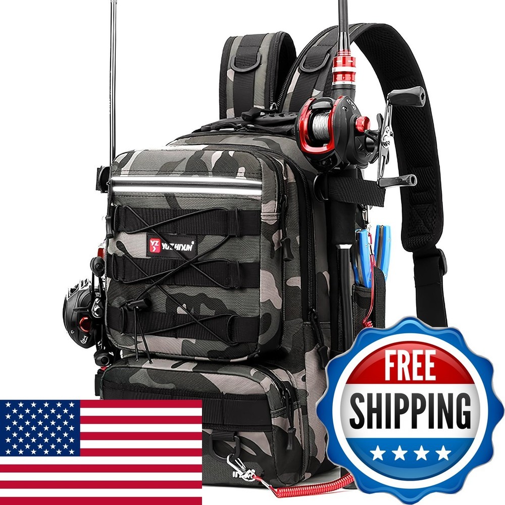 Dolodomy 0028 Fishing Backpack with Rod Holder Tackle Storage Bags
