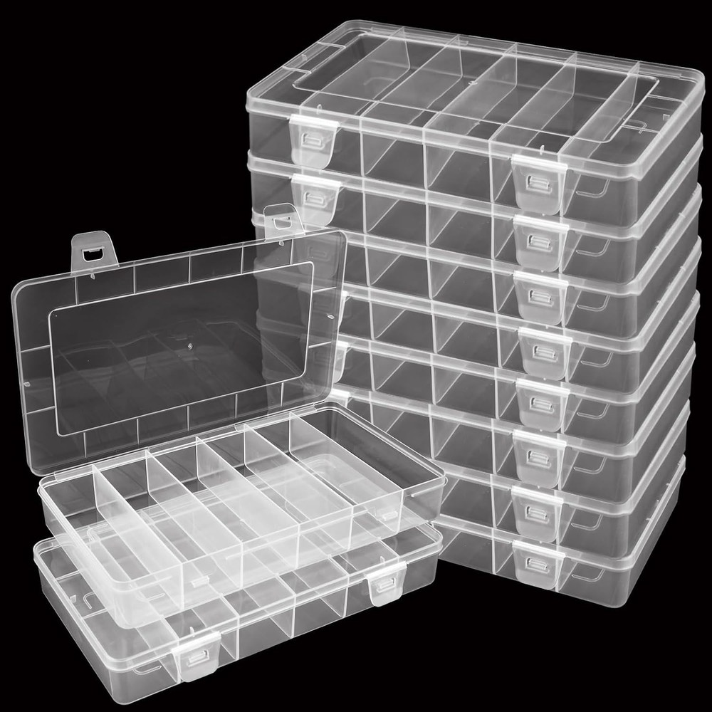 10 Pcs Clear Tackle Box Organizer Small Tackle Box Transparent 8.2 x 4.6 x 1.3