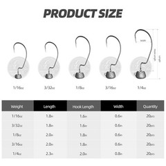 Swing Weedless Ned Rig Jig Heads – 20pcs Weedless Jig Head Hooks for Bass Fis…
