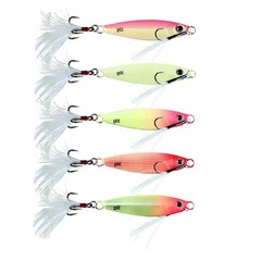 Drop Bait Glow Jig 30g Iron Plate Design with Feather Hook for Night Fishing