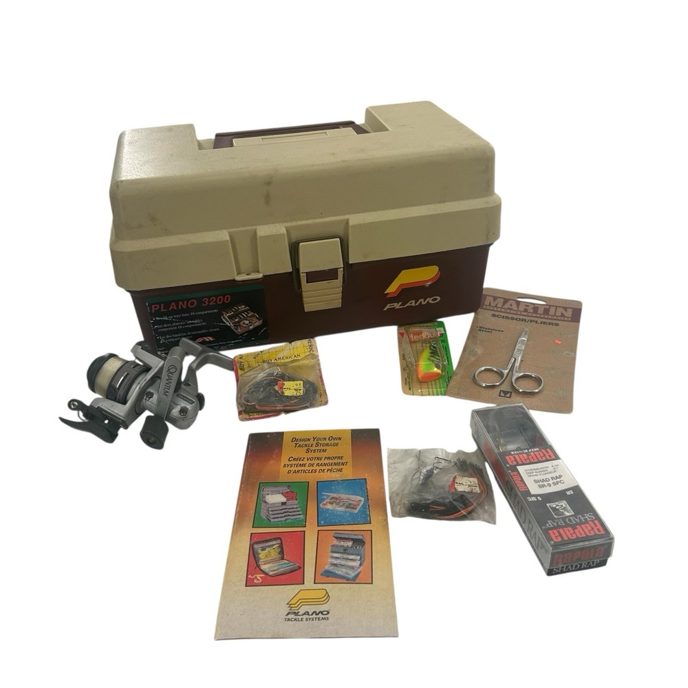 Plano 3200 Tackle Box Brown/Tan Double Trays W/ Extras Vintage Fast Shipping