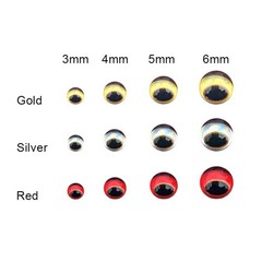 Snake Pupil Red 3D Holographic Fishing Lure-Eyes Fly Tying DIY 300pcs 3/4/5/6mm