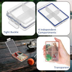 Set of 6 Clear Plastic Fishing Tackle Boxes with 4 Compartments Each