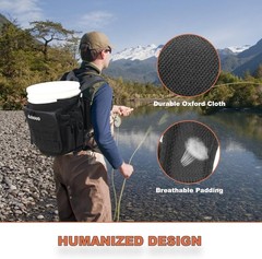 Fishing Bucket Backpack with Rod & Plier Holder and Pockets for Fishing, Hunting